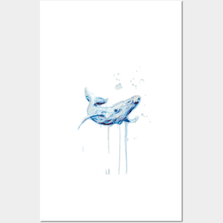 watercolor whale Posters and Art